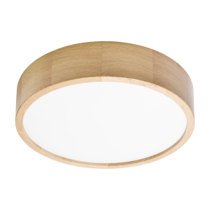 OVO ceiling light 3xE27, 3x24W, oak, matt glass diffuser, IP20, Ø 375