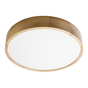 OVO ceiling light 4xE27, 4x24W, oak, matt glass diffuser, IP20, Ø 475