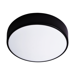 OVO LED ceiling light, 43W, 4000K, 4750lm, black steel, matt glass diffuser, IP20, Ø 400