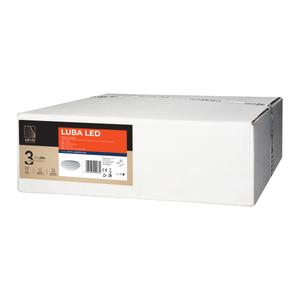 LUBA LED luminaire, 18W, 3000K, 1650lm, white-steel, matt glass diffuser, IP44 LUBA LED luminaire, 18W, 3000K, 1650lm, white-steel, matt glass diffuser, IP44