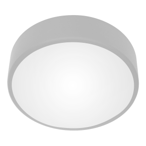 OVO ceiling light 2xE27 with microwave motion sensor, 2x24W, gray steel, matt glass diffuser, IP20, Ø 300