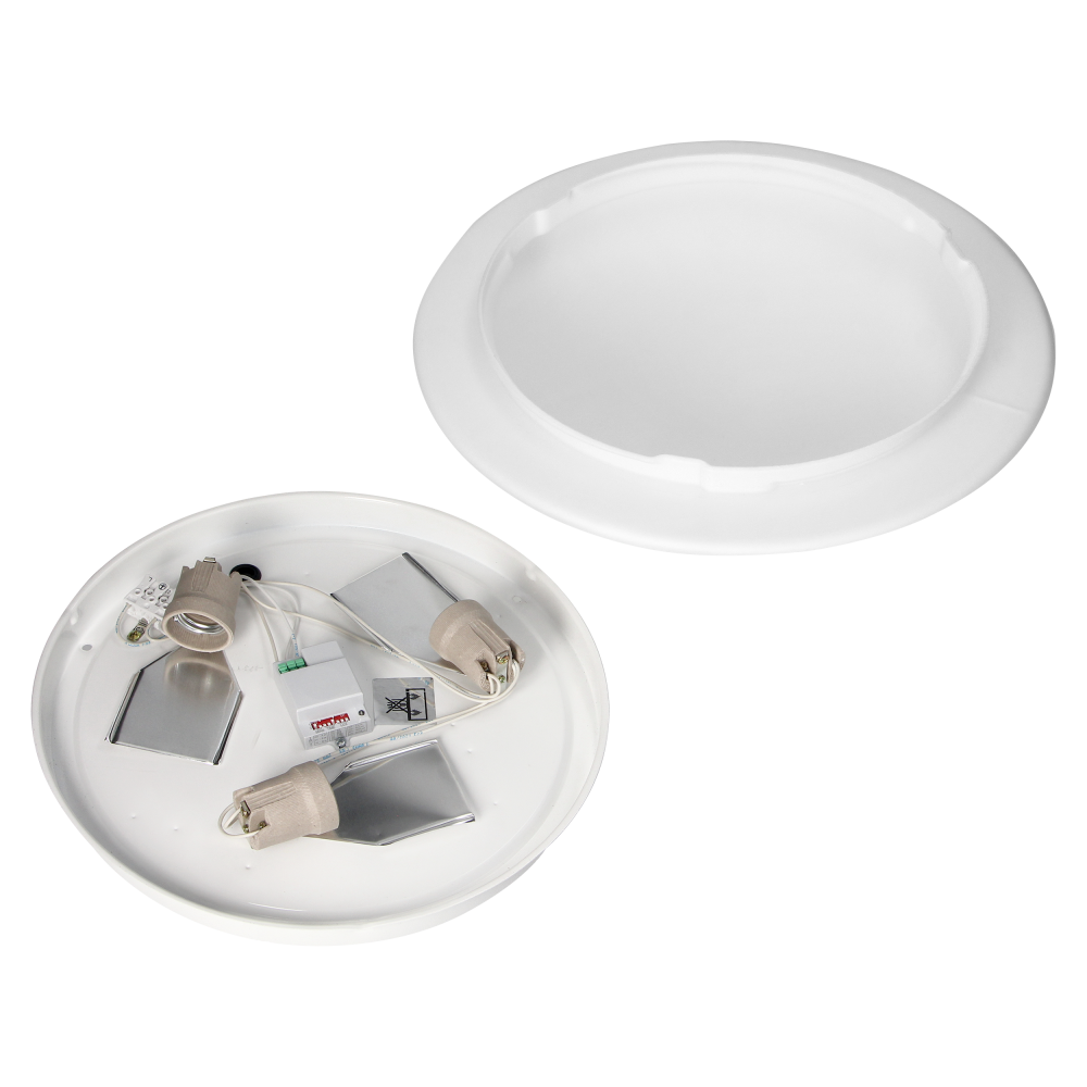 LUBA luminaire 3xE27 with a microwave motion sensor, max. power 3x60W, white-steel, matt glass diffuser, IP44
