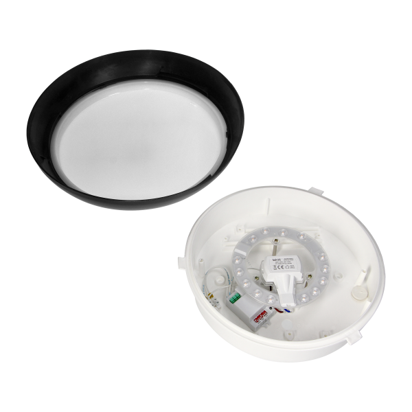 KOKO LED luminaire with microwave motion sensor, 12W, 3000K, 1100lm, black-polypropylene, matt PC diffuser, IP44, IK10 KOKO LED luminaire with microwave motion sensor, 12W, 3000K, 1100lm, black-polypropylene, matt PC diffuser, IP44, IK10