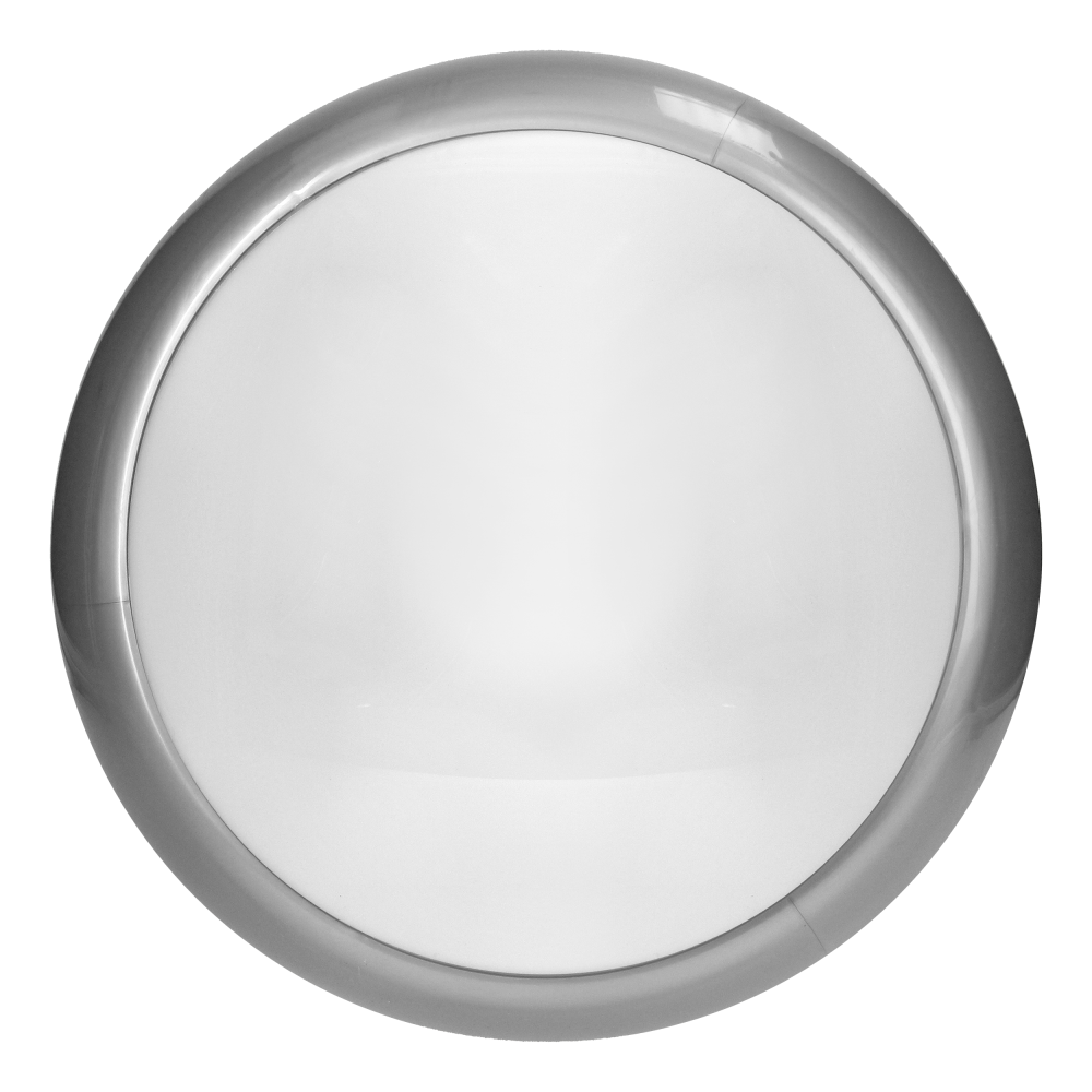 KOKO LED luminaire with microwave motion sensor, 12W, 3000K, 1100lm, silver-polypropylene, matt PC diffuser, IP44, IK10
