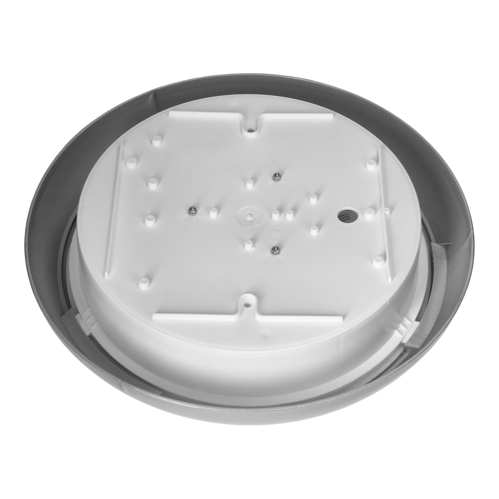 KOKO LED luminaire with microwave motion sensor, 12W, 3000K, 1100lm, silver-polypropylene, matt PC diffuser, IP44, IK10
