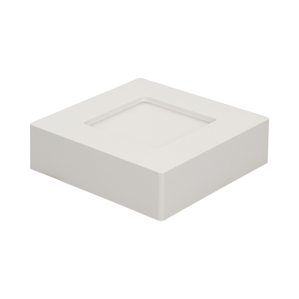 LETI LED 9W downlight, surface mounted, square, 530lm, 3000K, white, inbuilt LED power supply