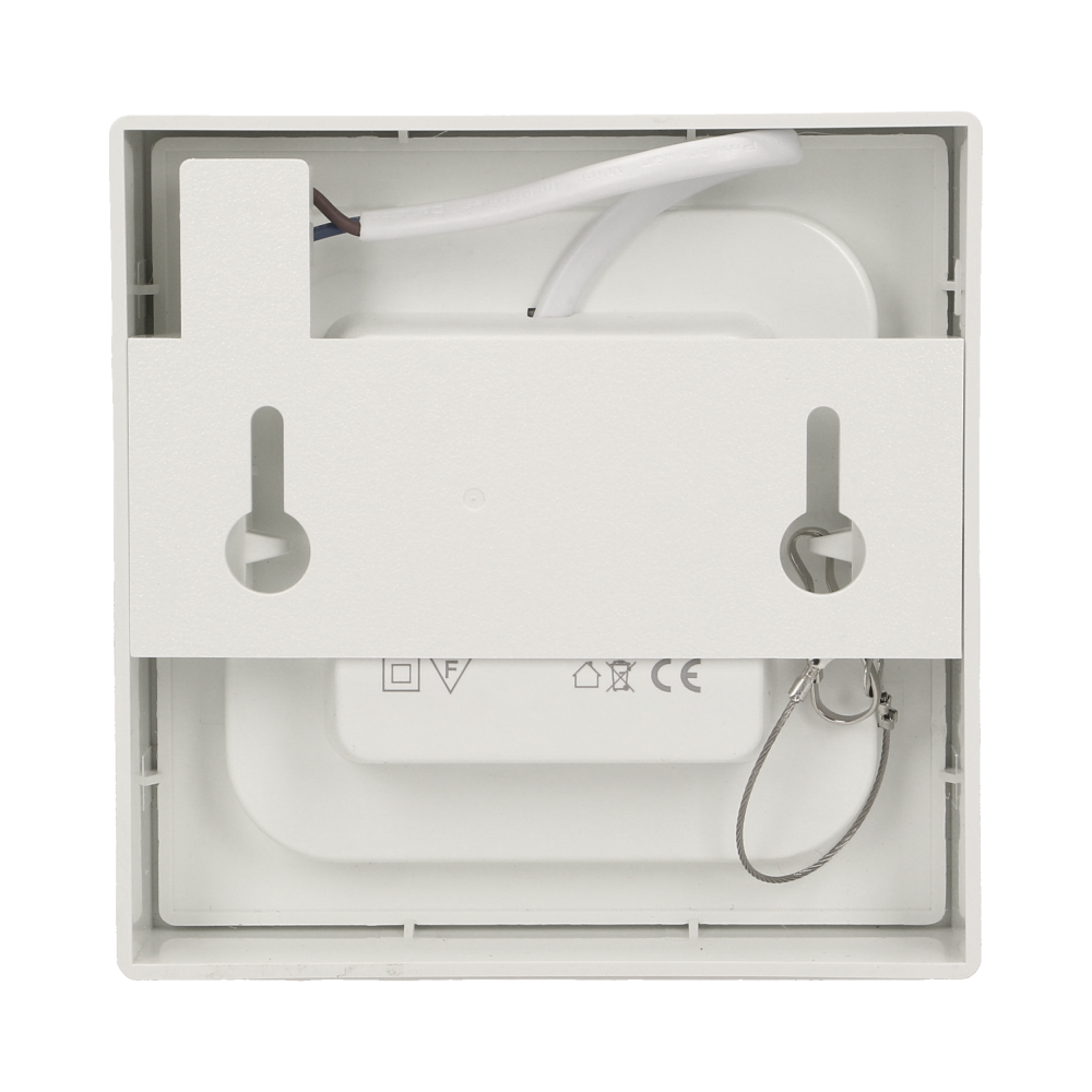 LETI LED 9W downlight, surface mounted, square, 530lm, 3000K, white, inbuilt LED power supply