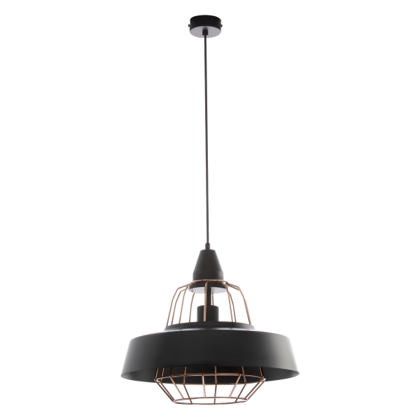 ROCCO 1P, pendant lamp, E27 max. 60W, black, copper ROCCO 1P, pendant lamp, E27 max. 60W, black, copper