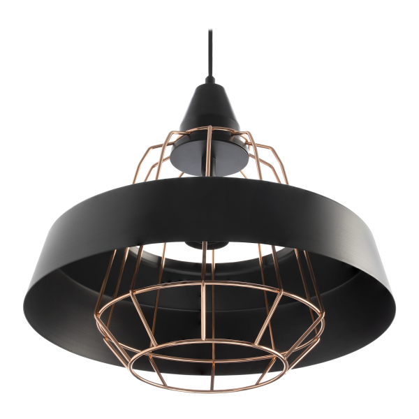 ROCCO 1P, pendant lamp, E27 max. 60W, black, copper ROCCO 1P, pendant lamp, E27 max. 60W, black, copper