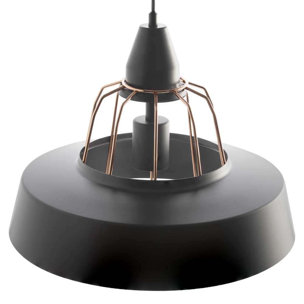 ROCCO 1P, pendant lamp, E27 max. 60W, black, copper