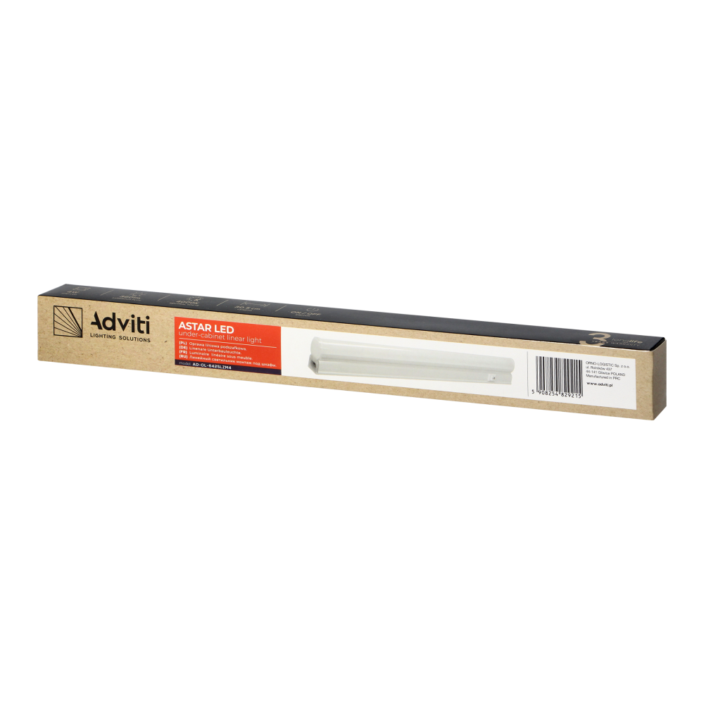 NOTUS LED 4W linear fixture for installation under the cabinet, 360lm, 4000K, 2-pin plug, ON/OFF switch