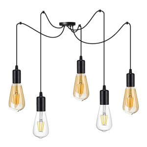 LINO pendant lamp, max. power 5x60W, E27, black