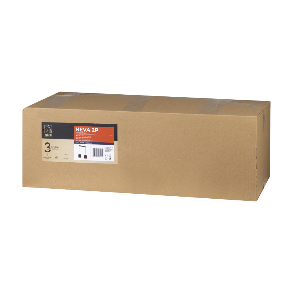 NEVA lampa wisząca, moc max. 2x60W, E27, czarna