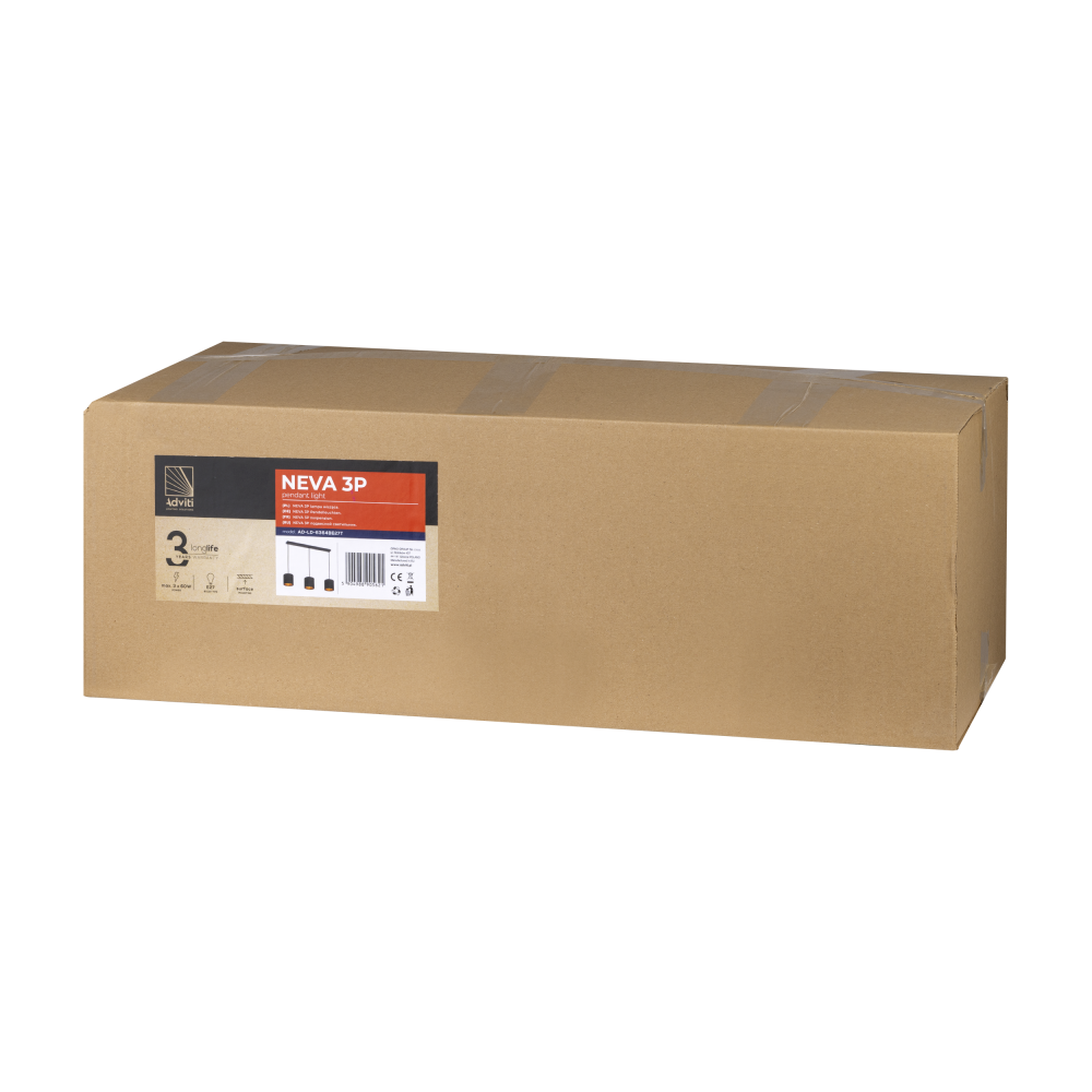 NEVA lampa wisząca, moc max. 3x60W, E27, czarna, listwa