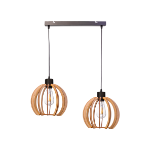 JUALA pendant lamp, max. power 2x60W, E27, black, wood