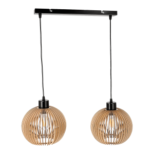 ANAFI pendant lamp, max. 2x60W, E27, black, wood