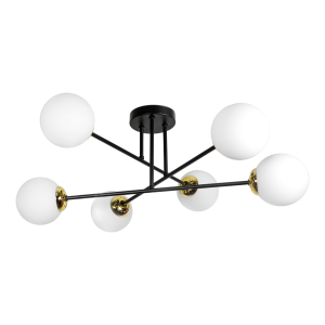 LEIA 6P E27, pendant light, max. 6x60W, black and gold