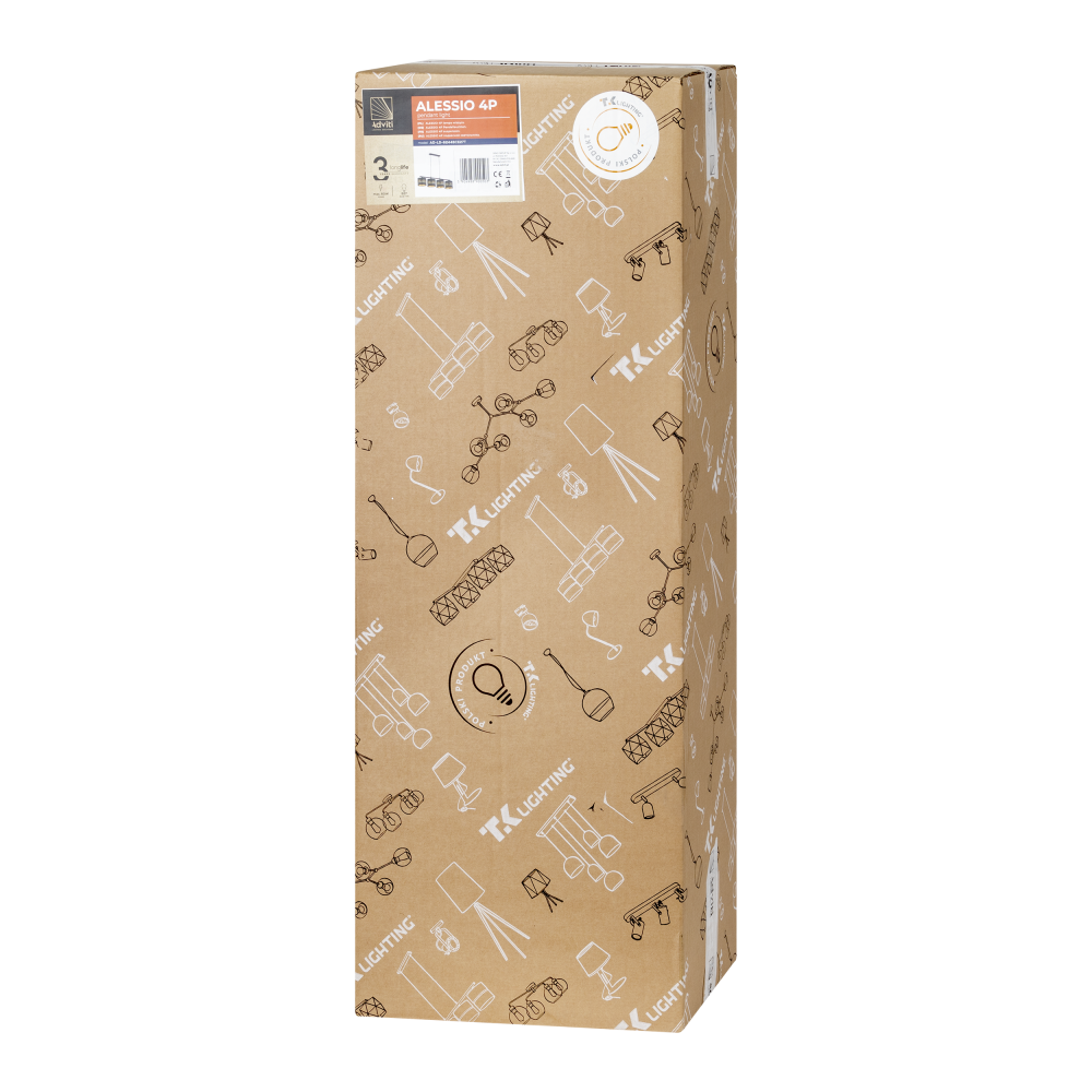 ALESSIO 4P, lampa wisząca, E27  max.60W, czarno-złota
