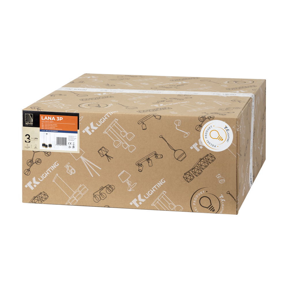 LANA 3P, lampa wisząca, E27  max.60W, czarna