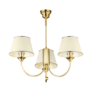 TESALIA 3P, pendant light, 3xE27, max. 3x60W, brass, gold, ecrie lampshade