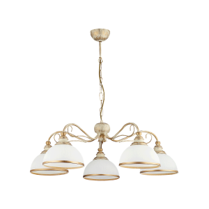 LARISA 5P, pendant light, 5xE27 max. 5x60W, metal, ecrie, glass lampshade