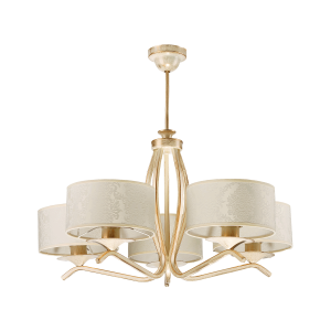ARCADIA 5P, pendant light, 5xE27, max. 5x60W, metal, ecrie, patterned lampshade