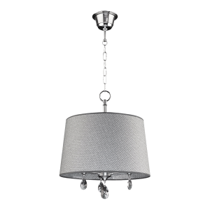 ACHAJA 3P, pendant light, 3xE27 max. 3x60W, metal, chrome, big grey lampshade