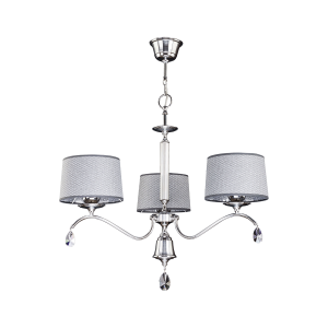 ACHAJA 3P, pendant light, 3xE27 max. 3x60W, metal, chrome, grey lampshade