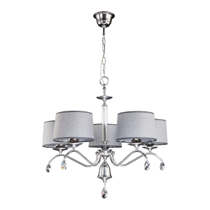 ACHAJA 5P, pendant light, 5xE27 max. 5x60W, metal, chrome, grey lampshade