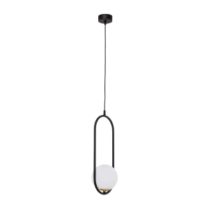 MILOS 1P, pendant light, E14 max. 40W, metal, black, glass lampshade