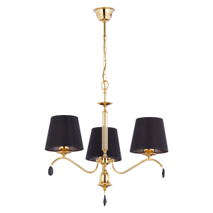 ACHAJA 3P, pendant light, 3xE27, max. 3x60W, metal, brass, black lampshade