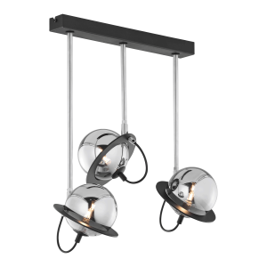 OTRIS 3P, pendant light, 3xG9LED, max. 3x12W, metal, black/nickel, glass lampshade