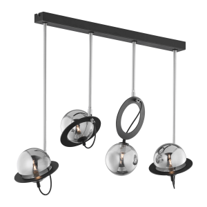 OTRIS 4P, pendant light, 4xG9LED, max. 4x12W, metal, black/nickel, glass lampshade