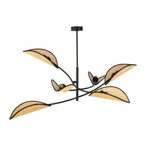 PETALO pendant lamp, max power 6x40W, E14, black-rattan