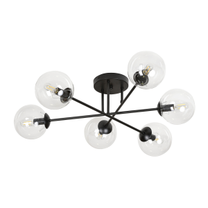 BARI pendant lamp, max. power 6x40W, E14, black-transparent