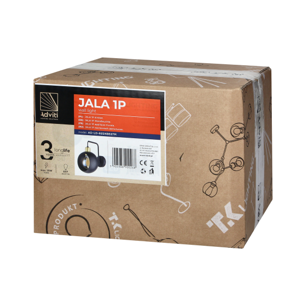 JALA 1P, wall lamp, E27 max. 15W, black JALA 1P, wall lamp, E27 max. 15W, black