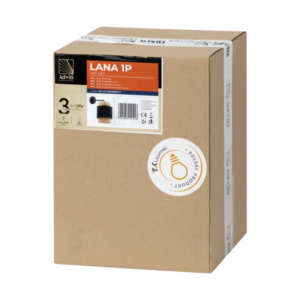 LANA 1P, wall lamp, E27 max. 60W, black LANA 1P, wall lamp, E27 max. 60W, black