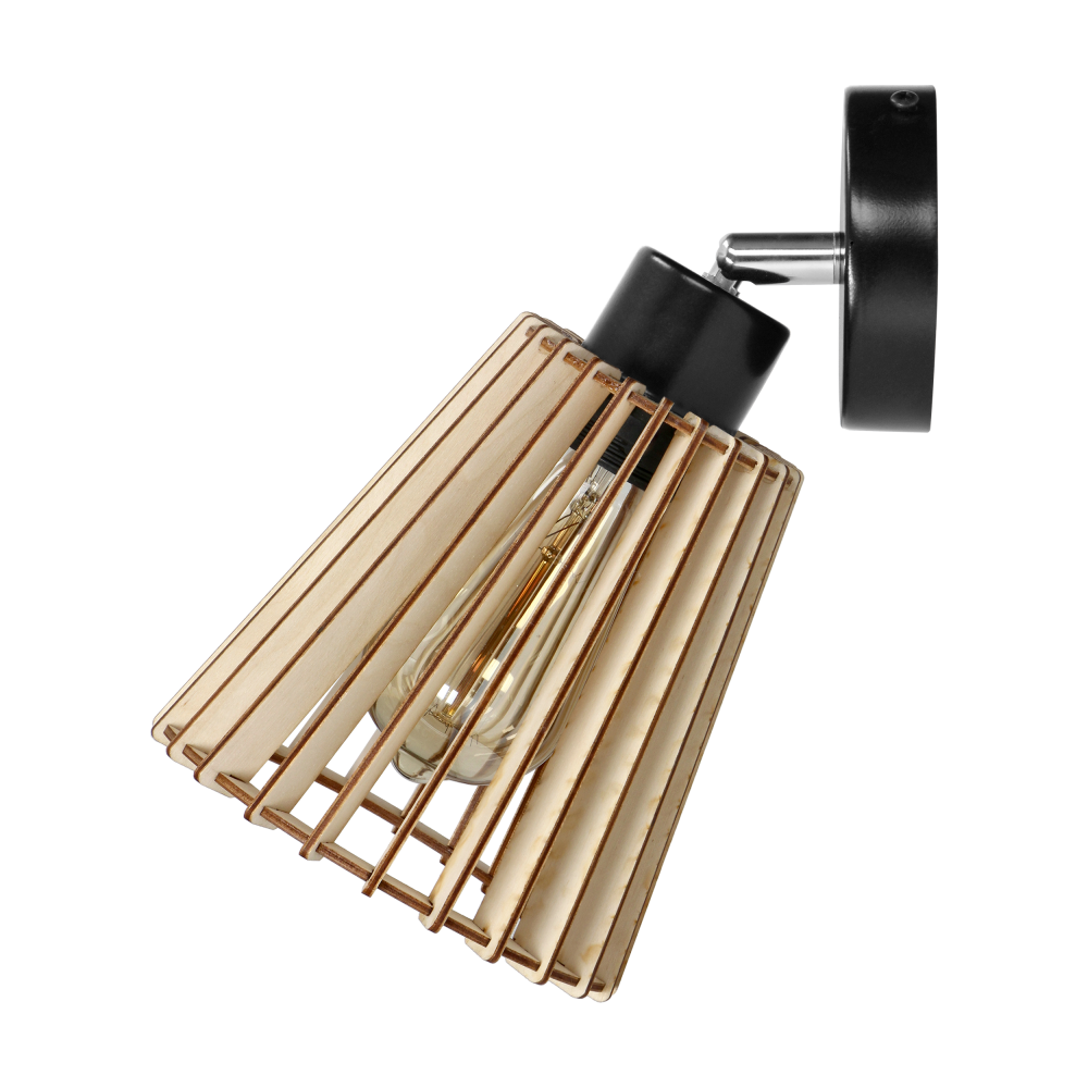 DELOS wall lamp E27, max. power 1x60W, black, wood