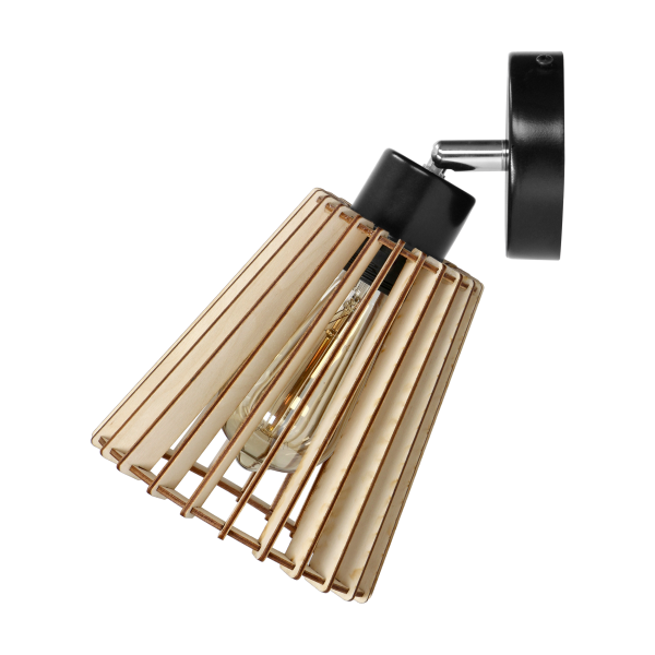 DELOS wall lamp E27, max. power 1x60W, black, wood DELOS wall lamp E27, max. power 1x60W, black, wood