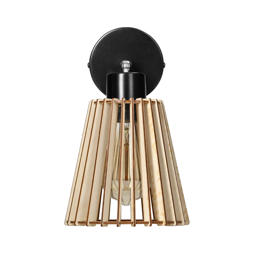 DELOS wall lamp E27, max. power 1x60W, black, wood