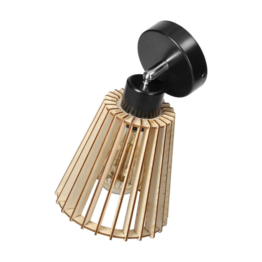 DELOS wall lamp E27, max. power 1x60W, black, wood