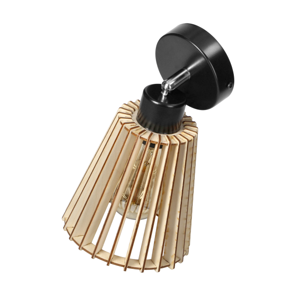 DELOS wall lamp E27, max. power 1x60W, black, wood DELOS wall lamp E27, max. power 1x60W, black, wood