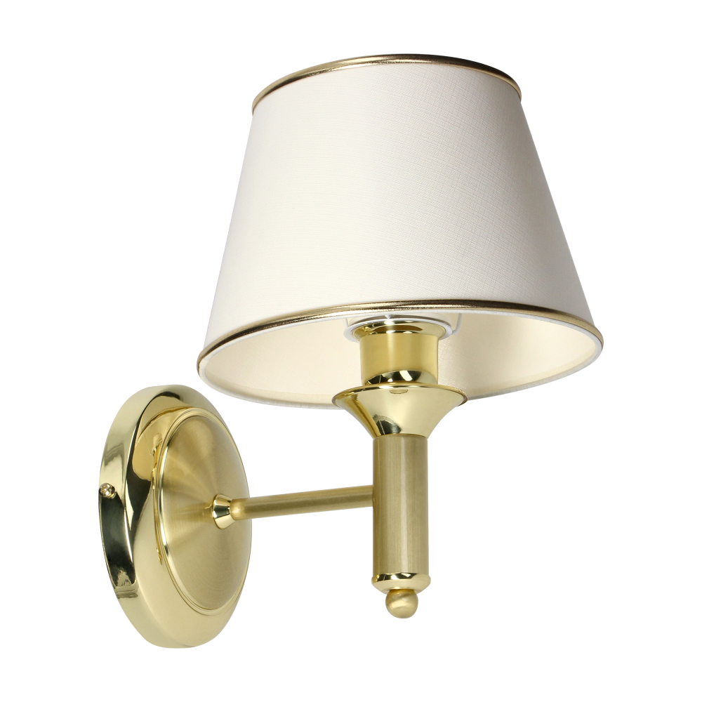 TESALIA 1P, wall lamp, E27 max. 60W, brass, gols, ecrie lampshade