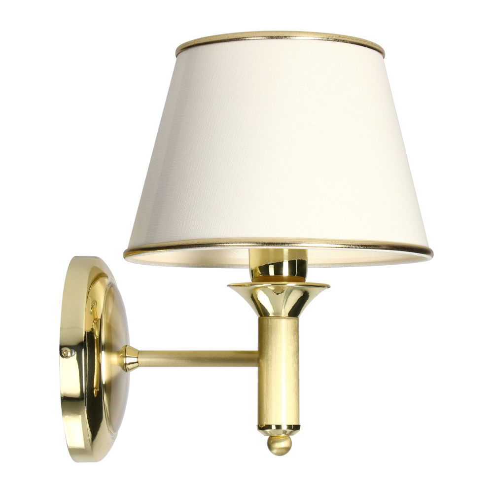 TESALIA 1P, wall lamp, E27 max. 60W, brass, gols, ecrie lampshade