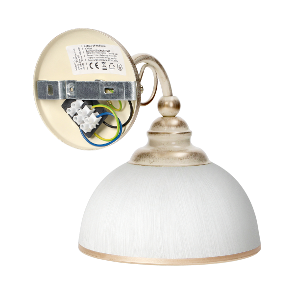 LARISA 1P, wall lamp, E27 max. 60W, metal, ecrie, glass lampshade LARISA 1P, wall lamp, E27 max. 60W, metal, ecrie, glass lampshade