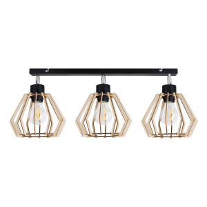 SOLIN wall and ceiling lamp, max. power 3x60W, E27, black, wood