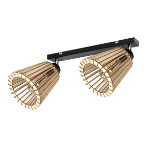 DELOS wall and ceiling lamp E27, max. power 2x60W, black, wood