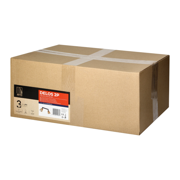 DELOS wall and ceiling lamp E27, max. power 2x60W, black, wood DELOS wall and ceiling lamp E27, max. power 2x60W, black, wood