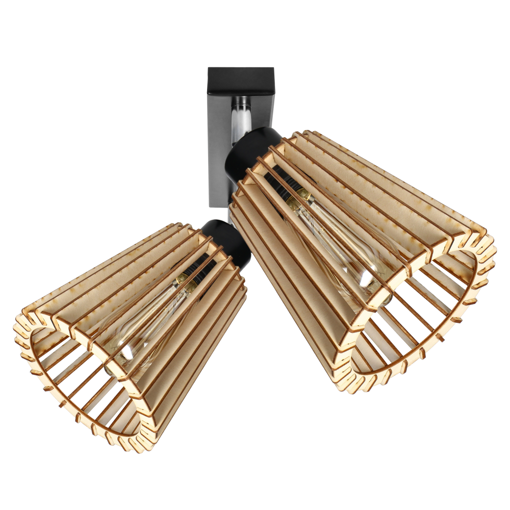 DELOS wall and ceiling lamp E27, max. power 2x60W, black, wood