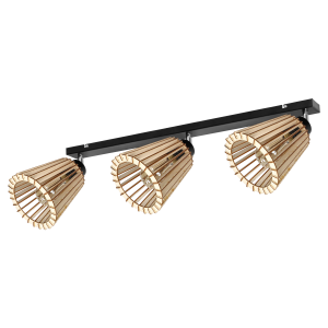 DELOS wall and ceiling lamp E27, max. power 3x60W, black, wood